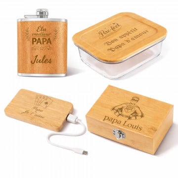 Cadeaux papa en bois personnalisés avec gravure | Fêtes des pères
