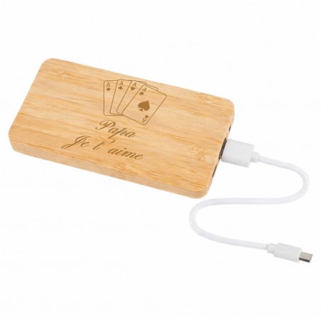 Batterie externe bambou papa personnalisé
