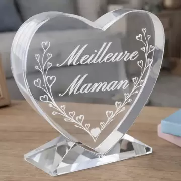 Cœur en verre maman personnalisé texte