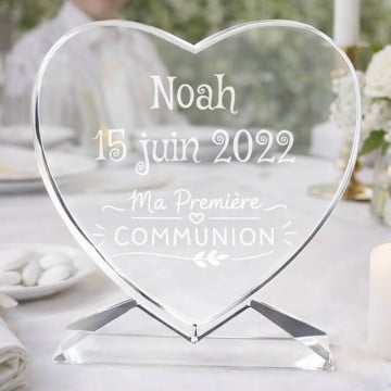 Cœur en verre communion personnalisé