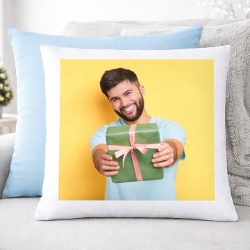 Coussin blanc/bleu personnalisé