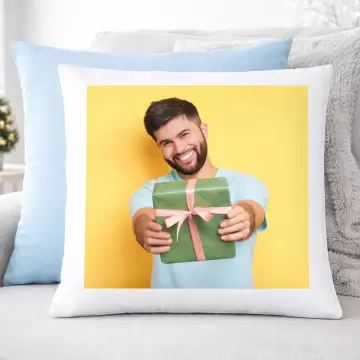 Coussin blanc/bleu personnalisé