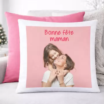Coussin rose personnalisé photo