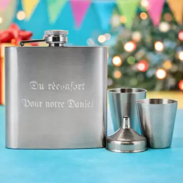 Coffret flasque à alcool gravé personnalisé