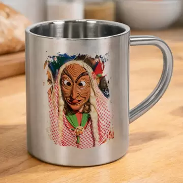 Tasse en inox argenté personnalisée photo