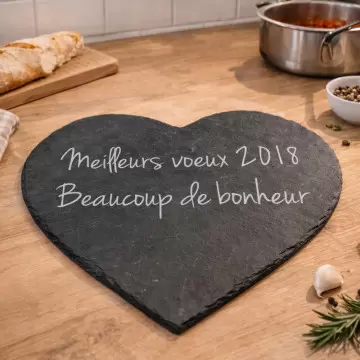 Dessous plat cœur ardoise gravé