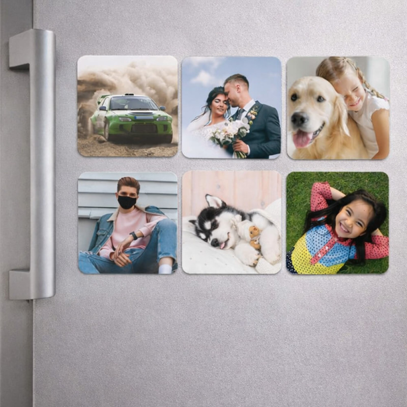 6 magnets carrés à personnaliser