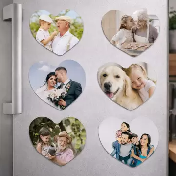 6 magnets cœur personnalisés photos