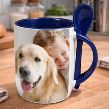 Mug cuillère bleu personnalisé