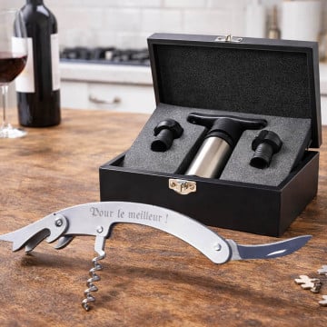 Coffret pompe et sommelier personnalisé gravé