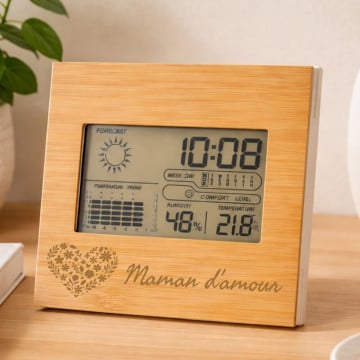 Station météo en bois personnalisée