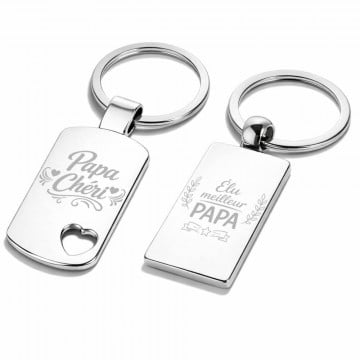 Porte clés papa gravés en métal  | Cadeau fête des pères personnalisé