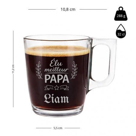 dimension tasse a thé café papa gravé