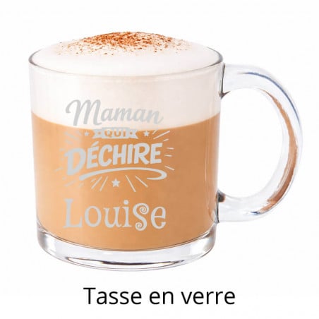 Tasse en verre maman qui déchire personnalisée