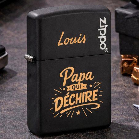 Briquet Zippo noir fête des pères personnalisé