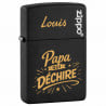 Briquet Zippo noir papa qui déchire gravé