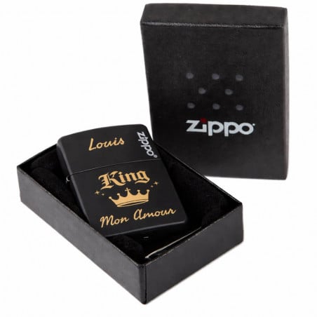 Briquet Zippo noir papa king et boite Zippo
