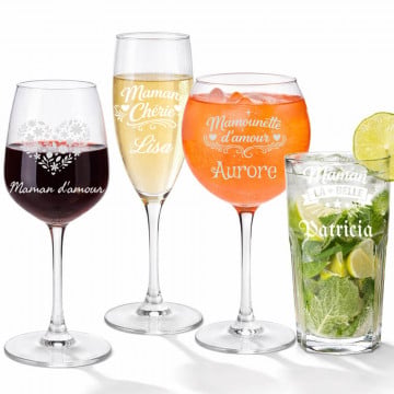 Verres maman personnalisés gravés | Cadeau maman original