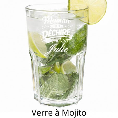 Verre mojito maman qui déchire gravé