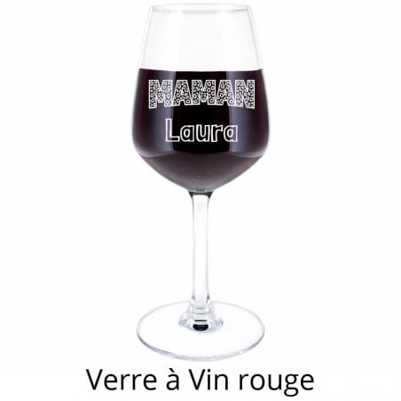 Verre à vin maman leopard gravé