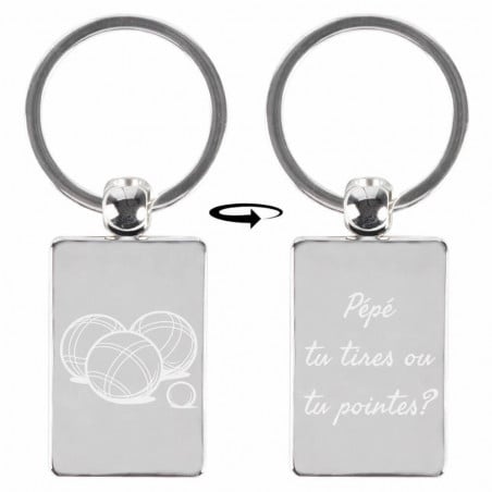 Porte clé rectangle gravé papy