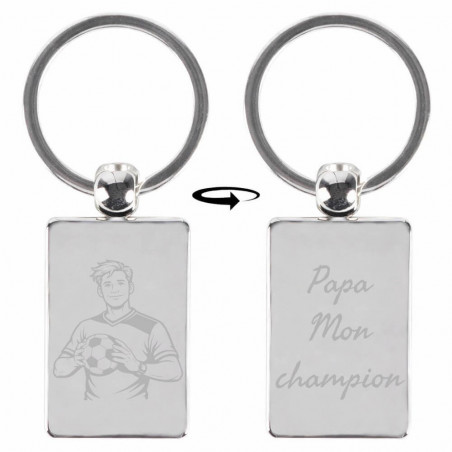 Porté clé rectangle papa footballeur