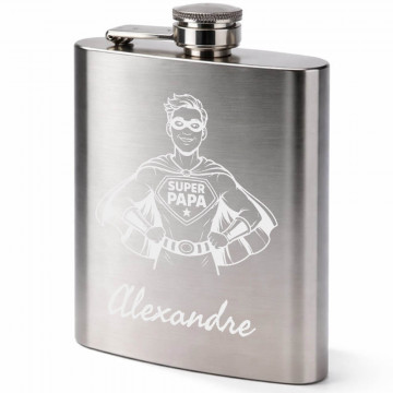 Flasque acier papa personnalisée avec gravure laser