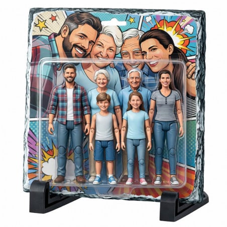 Ardoise 15 cm x 15 cm effet figurines articulées personnalisé