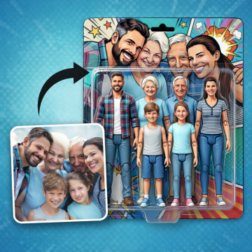 Cadeaux personnalisés effet figurines colorées | Portrait action figure