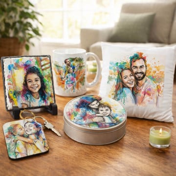 Cadeaux personnalisés effet aquarelle colorée photo