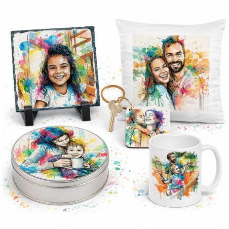 Cadeaux effet aquarelle colorée personnalisable