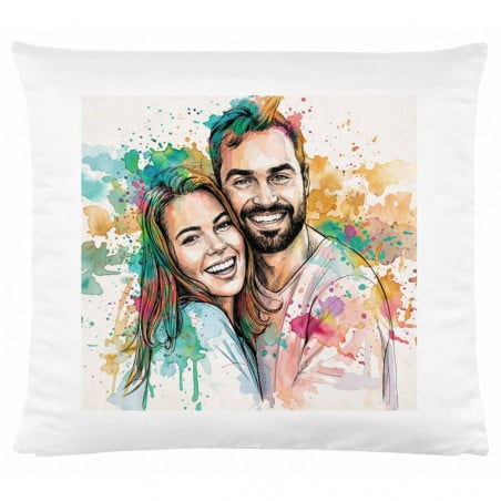 Coussin 40 cm x 40 cm effet dessin aquarelle colorée personnalisés