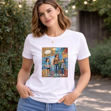 Tshirt femme personnalisé effet figurines articulées
