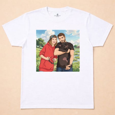 effet dessin animé IA sur t shirt homme