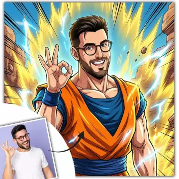 Tableau manga guerrier ultime personnalisé