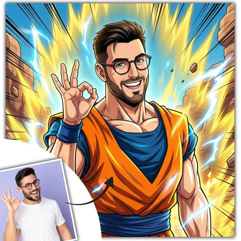 Tableau manga guerrier ultime personnalisé