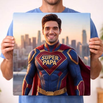 Portrait personnalisé Super Papa | Cadeau original fête des pères