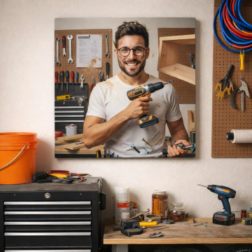 Tableau papa bricoleur Personnalisé | Portrait fun à partir de votre photo