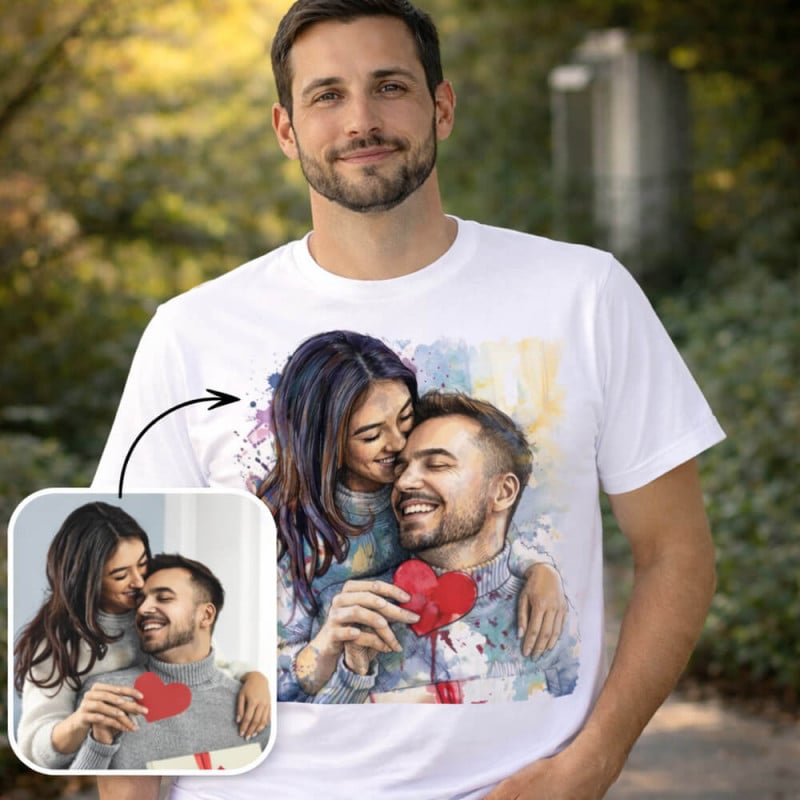 Tshirt homme effet aquarelle colorée unique