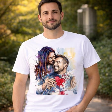 Tshirt homme effet aquarelle colorée personnalisé