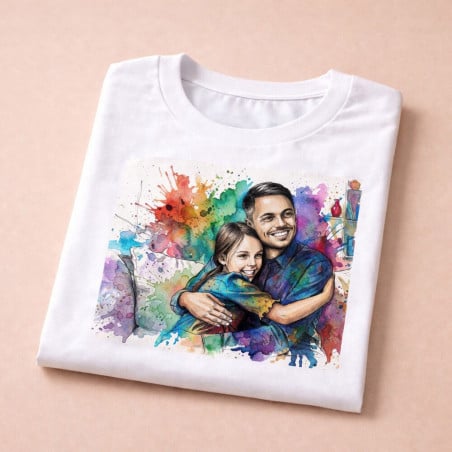Nouveau design aquarelle colorée sur t shirt homme