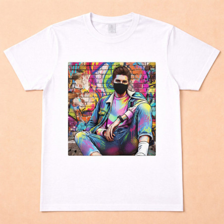 effet street art IA sur t shirt homme
