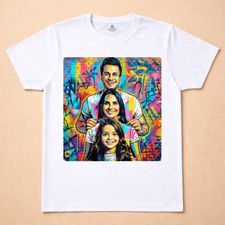 Effet street art IA sur t shirt femme