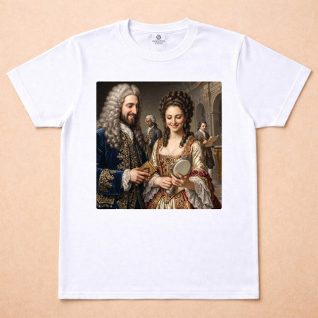 effet portrait royal IA sur t shirt femme