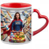 Mug hanse coeur rouge effet Super Maman personnalisés