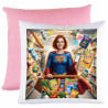 Coussin rose 40 cm x 40 cm effet Super Maman personnalisés