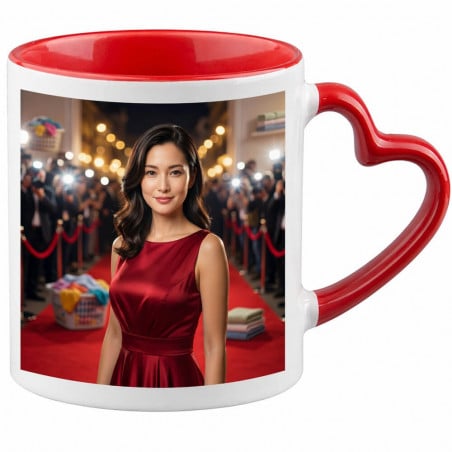 Mug hanse coeur rouge effet maman star de cinéma personnalisés