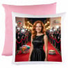 Coussin rose 40 cm x 40 cm effet star de cinéma personnalisés