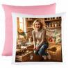Coussin rose 40 cm x 40 cm effet maman magique personnalisés
