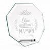 Trophée en verre octogonal meilleure maman personnalisé
